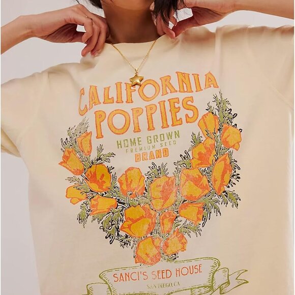 Womens Oversized Vintage Flower Graphic Tees Tops Y2k California Aesthetic Baggy - Picture 3 of 4